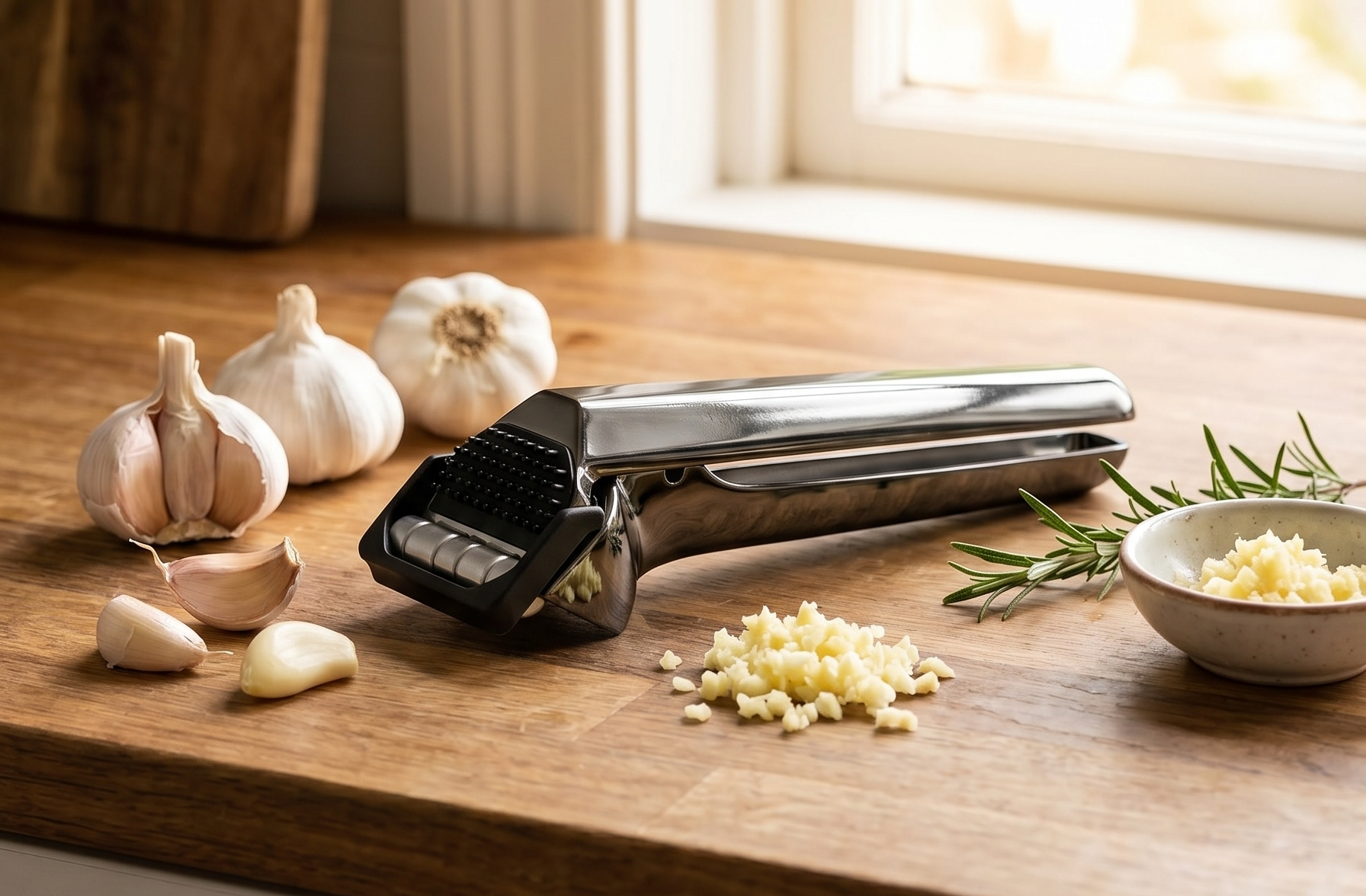 Dreamfarm Garject 2-In-1 Garlic Peeler, Garlic Press & Mincer with Garlic Peel Ejector, Chrome-Plated Zinc - Black