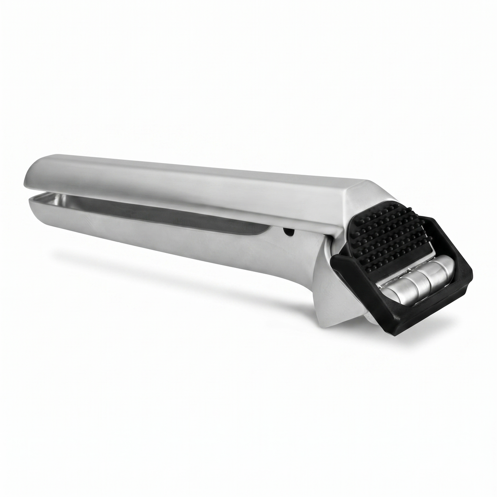 Dreamfarm Garject 2-In-1 Garlic Peeler, Garlic Press & Mincer with Garlic Peel Ejector, Chrome-Plated Zinc - Black