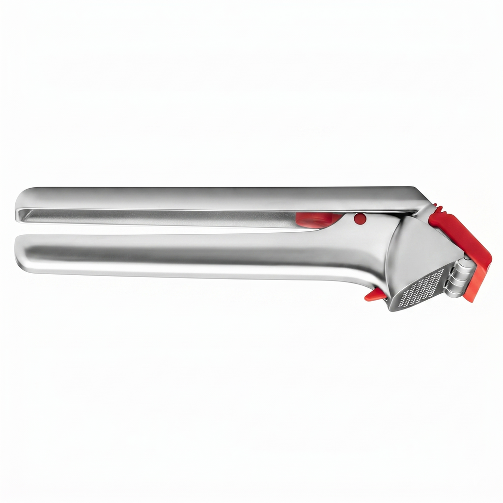 Dreamfarm Garject 2-In-1 Garlic Peeler, Garlic Press & Mincer with Garlic Peel Ejector, Chrome-Plated Zinc - Red