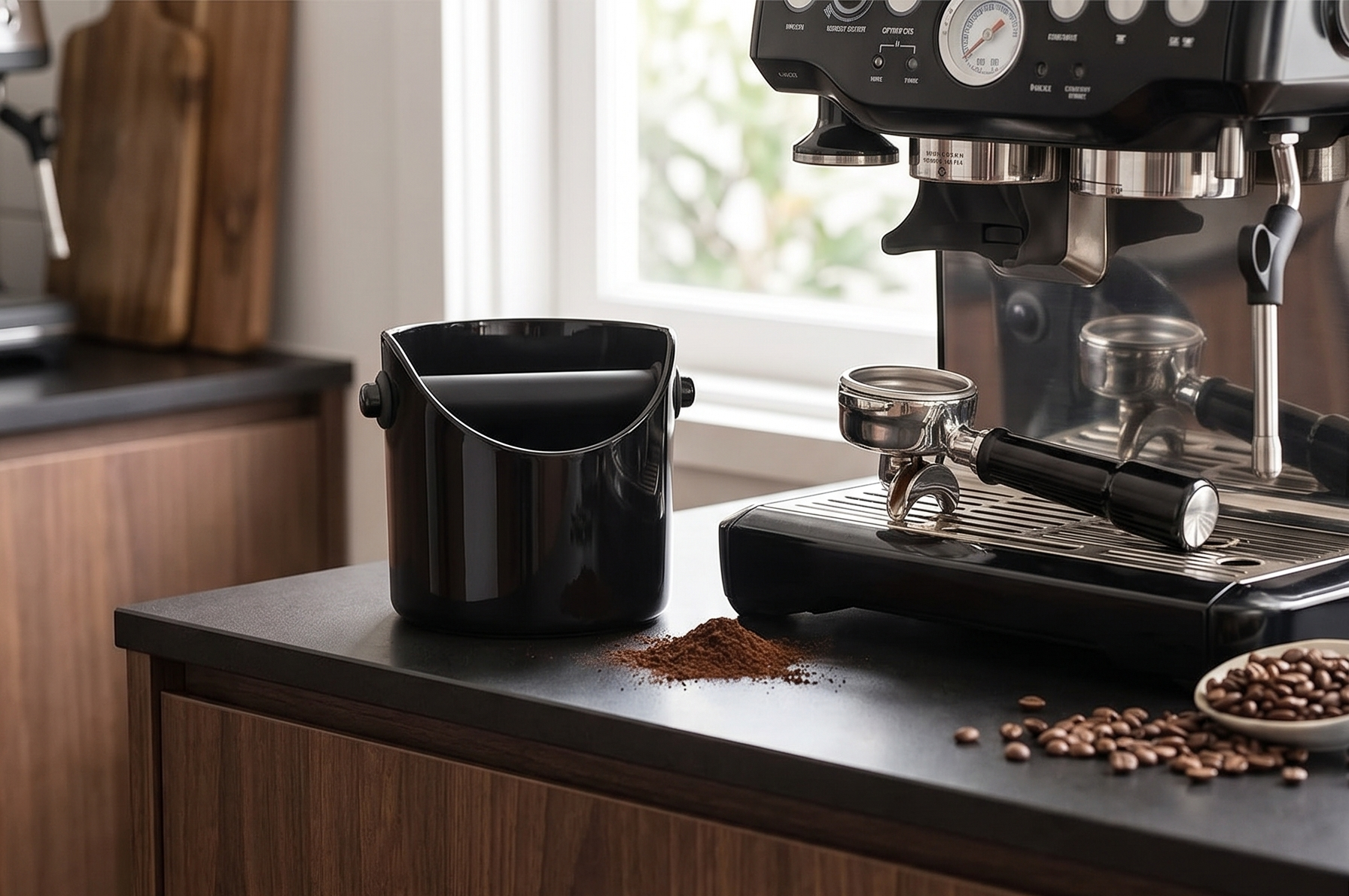 Dreamfarm Big Grindenstèin Sturdy, Compact, Modern Space-Saving Espresso Coffee Grind Knock Box -Black