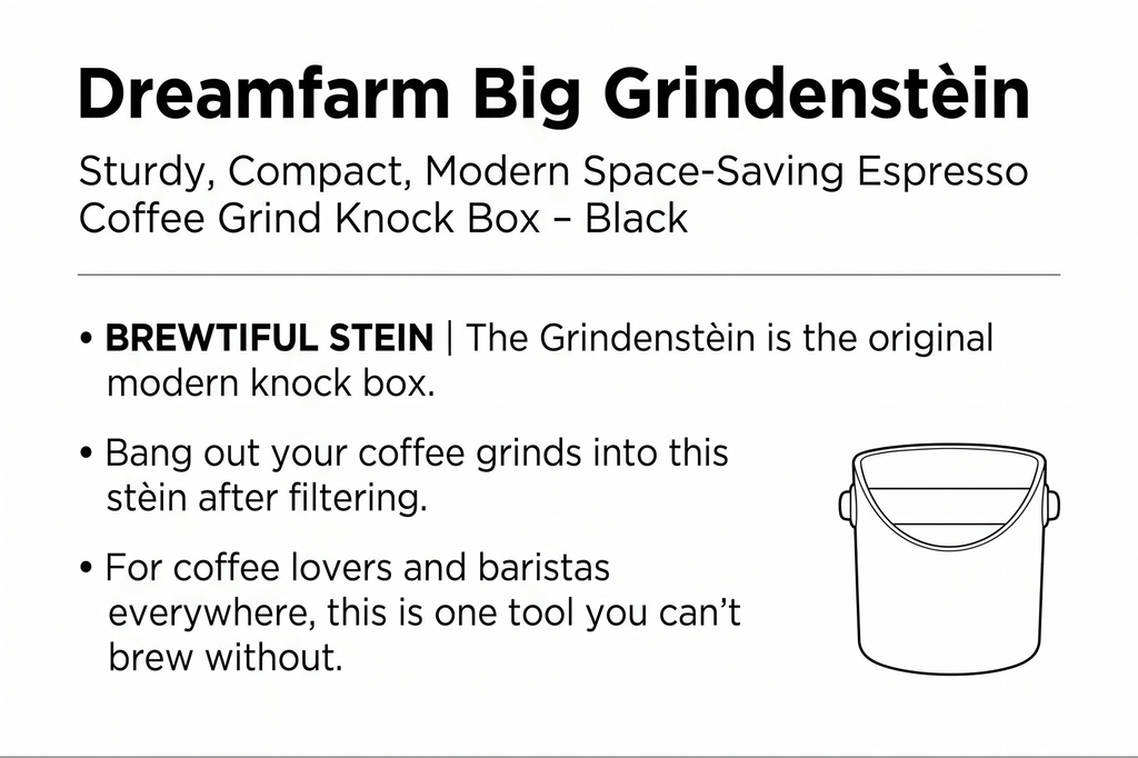 Dreamfarm Big Grindenstèin Sturdy, Compact, Modern Space-Saving Espresso Coffee Grind Knock Box -Black