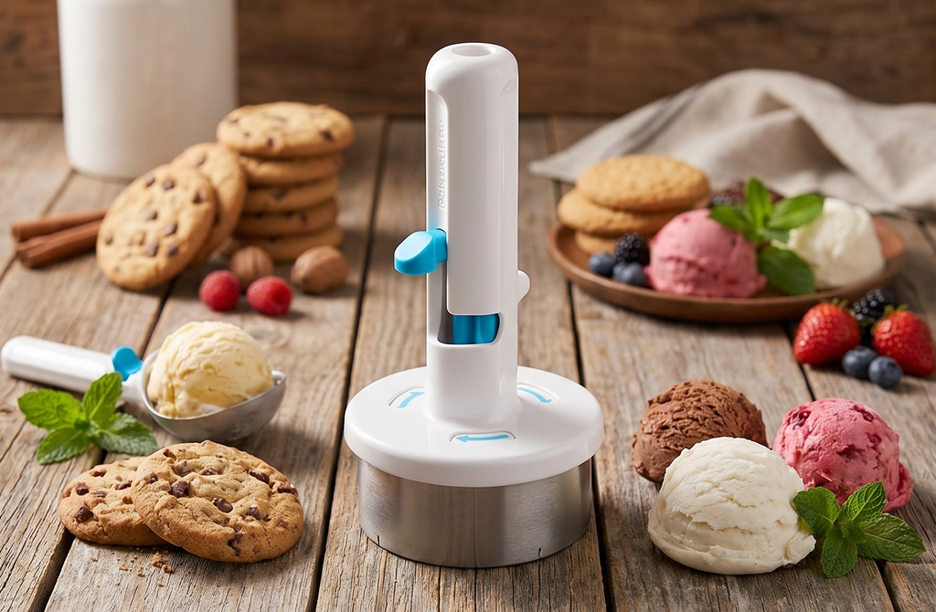Dreamfarm Icepo Easy One-Handed Ice Cream Sandwich Scooper for Ice Cream Scoops, Gelato Scoops, Sorbet Scoops - White