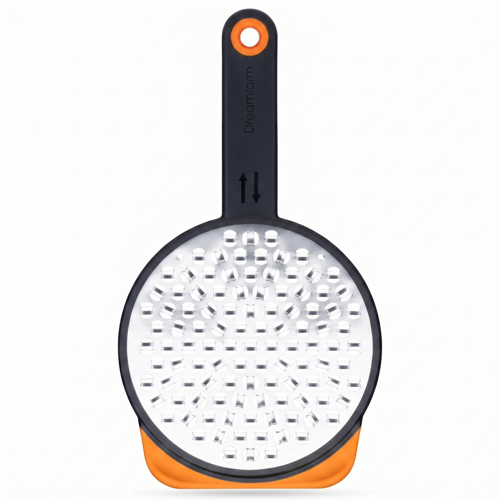 Dreamfarm Ograte Two-Sided Coarse Food & Vegetable Speed-Grater with Non-Slip Bowl Hook & Foot - 6mm Coarse Grater, Orange
