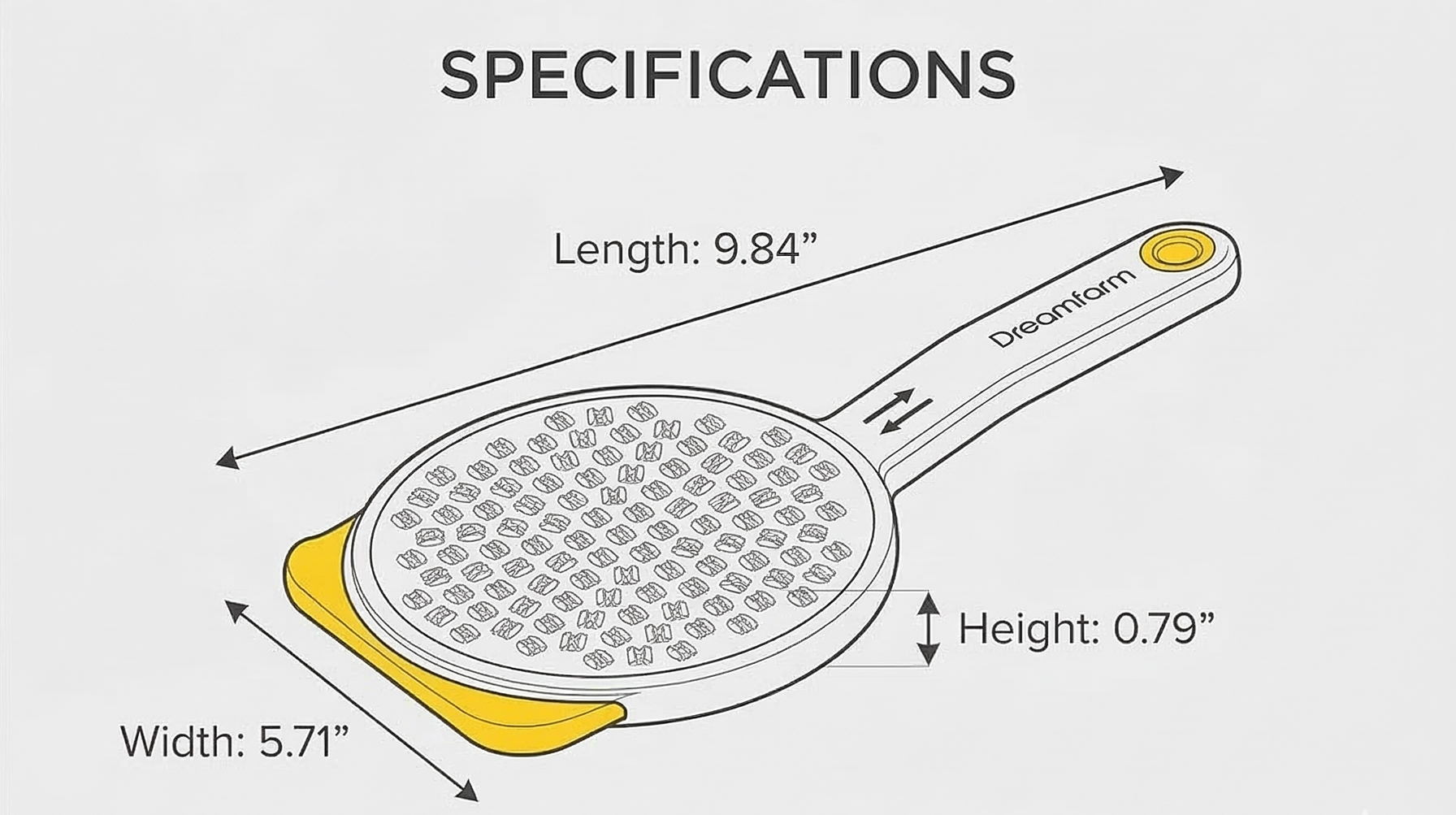 Dreamfarm Ograte Two-Sided Medium Food & Vegetable Speed-Grater with Non-Slip Bowl Hook & Foot - 3mm Medium Grater, Yellow
