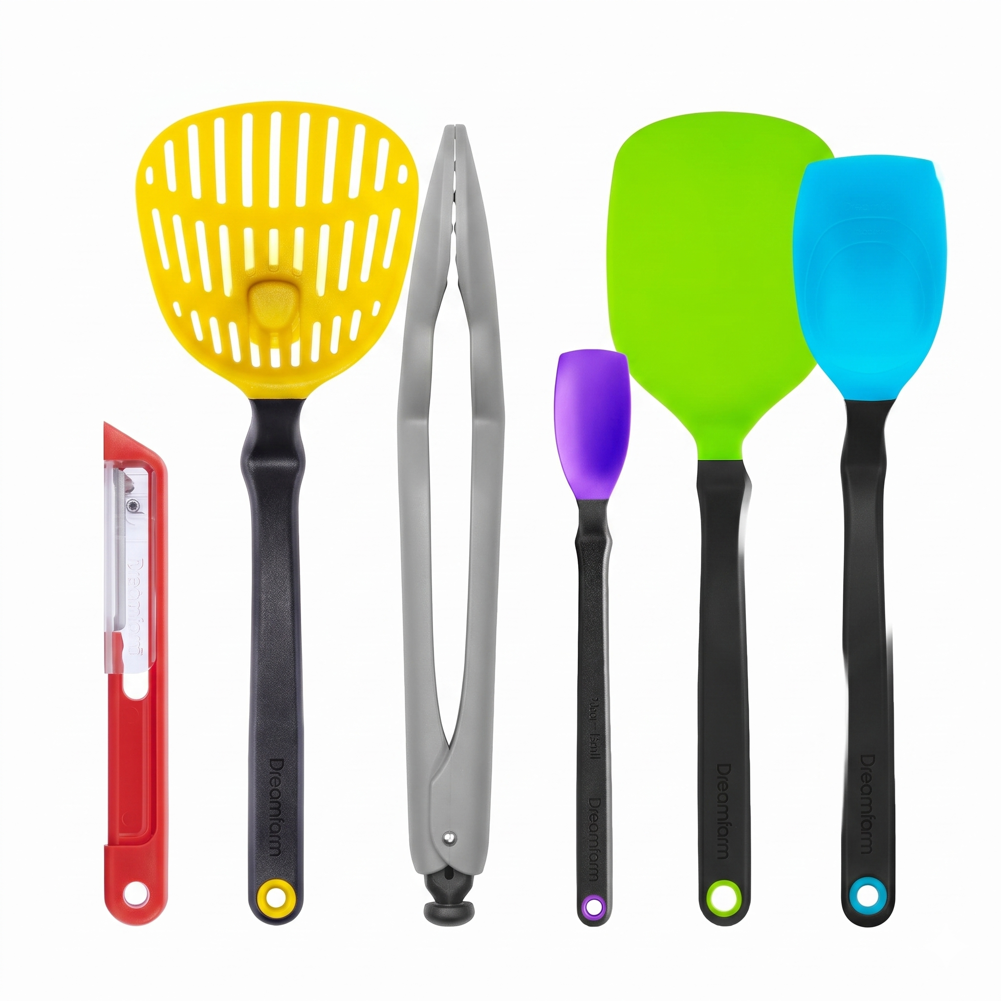 Dreamfarm Ultimate Set of The Best Silicone & Nylon Non-Stick-Safe Kitchen Cooking Utensils Set with Chopula, Supoons, Clongs Lite, Sharple, & Lestrain - Party Mix