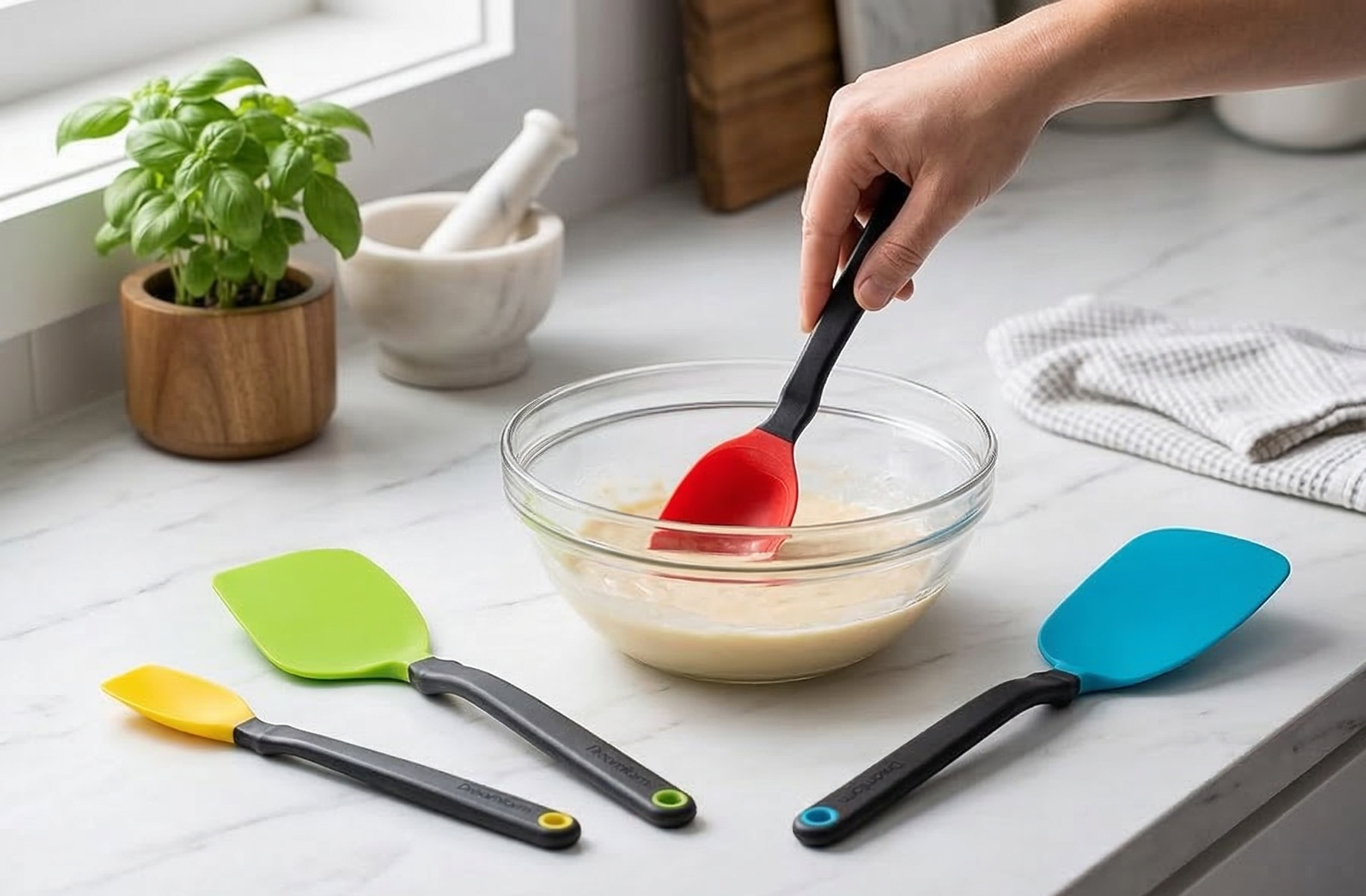 Dreamfarm Set of Essentials Silicone & Nylon Non-Stick-Safe Kitchen Cooking Utensils Set with Chopula, Mini Chopula, Supoon, & Mini Supoon - Party Mix