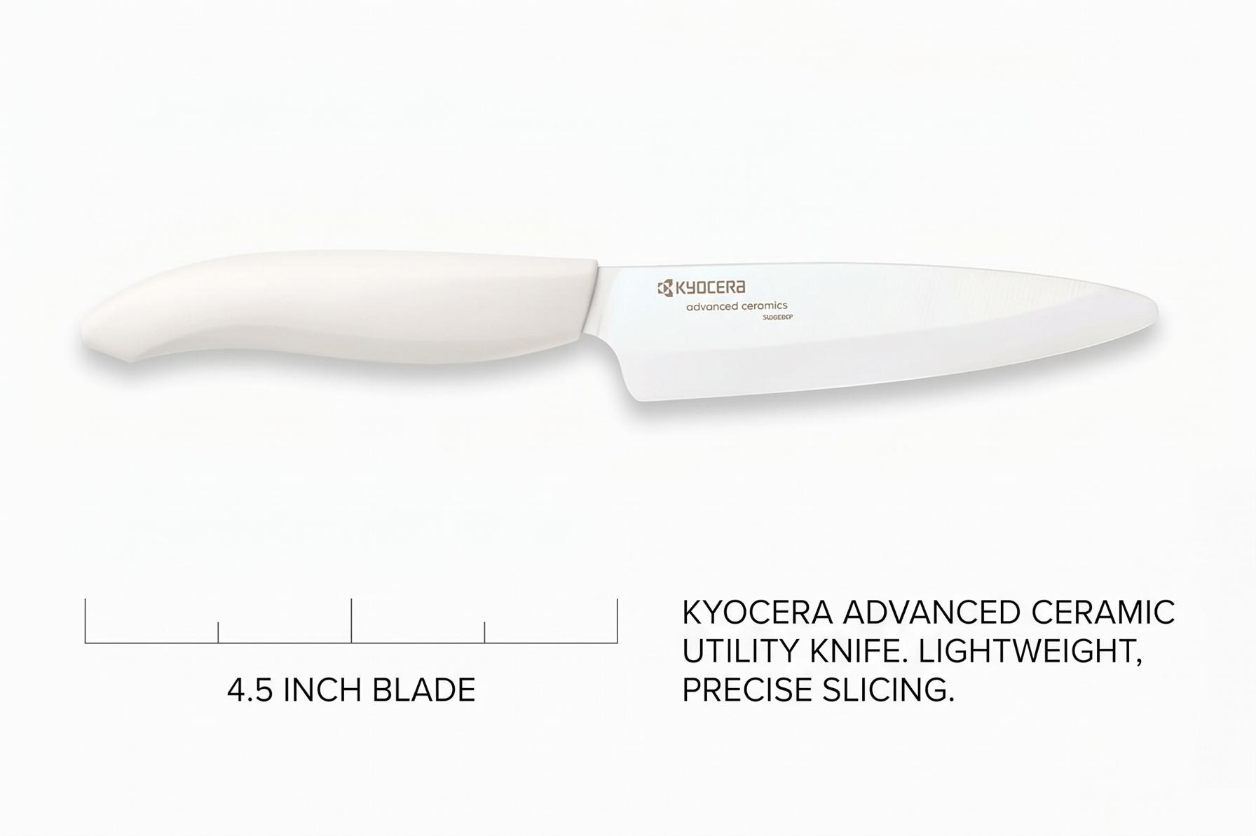 Kyocera Advanced Ceramic Revolution Series 4.5-inch Utility Knife, White Handle, White Blade