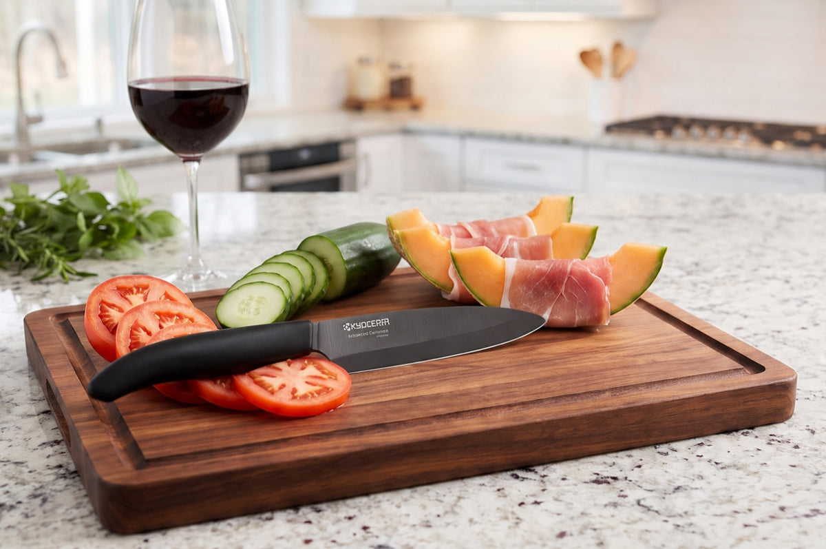 Kyocera Advanced Ceramic Revolution Series 5-inch Slicing Knife, Black Handle, Black Blade