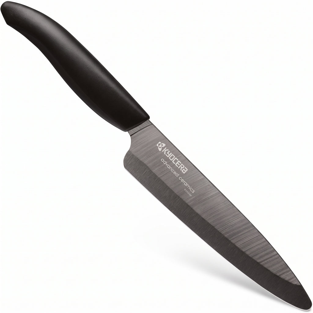 Kyocera Advanced Ceramic Revolution Series 5-inch Slicing Knife, Black Handle, Black Blade