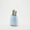 Smeg Pastel Blue Stainless Steel Knife Block Set