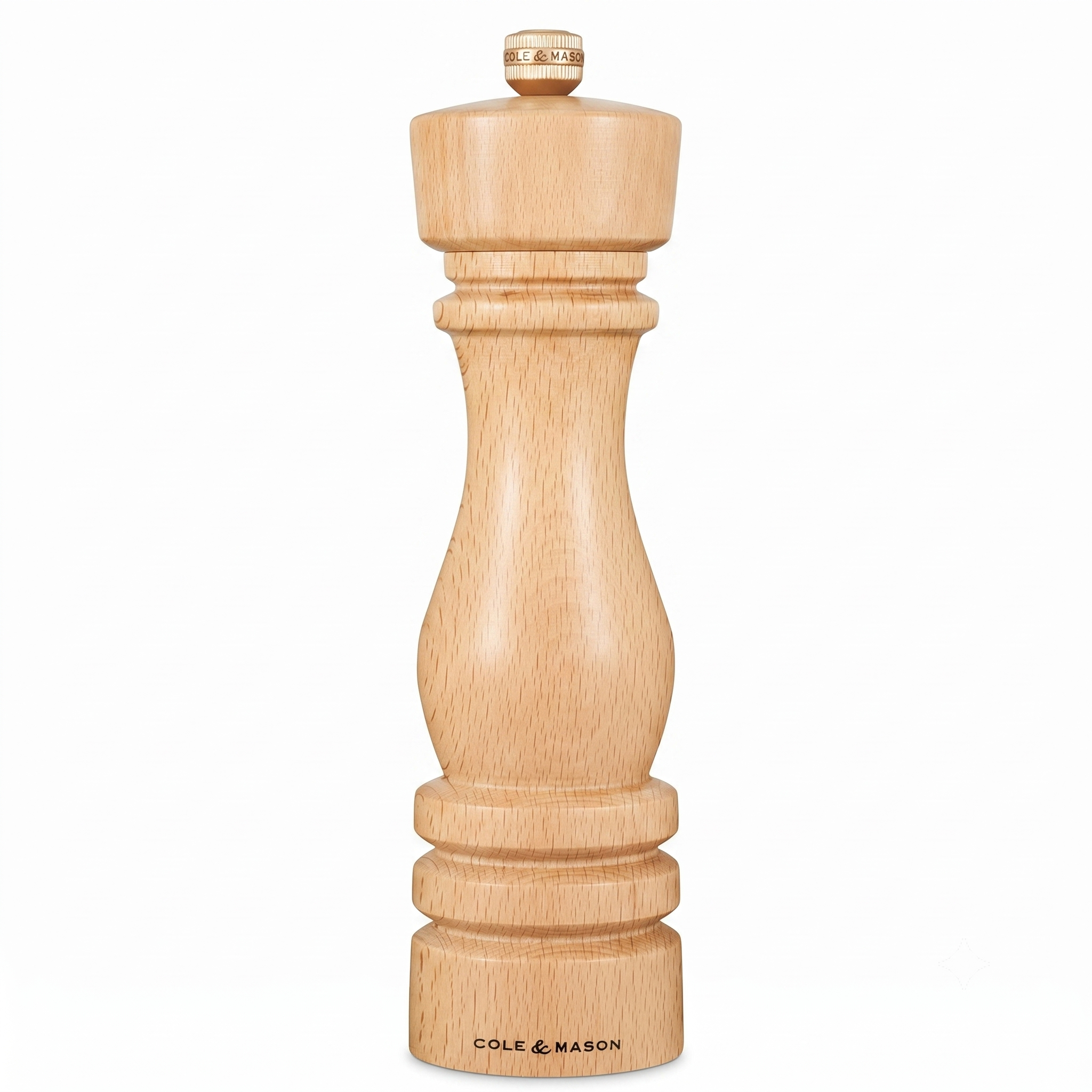 Cole & Mason London Refillable Spice Mill - Kitchen & Home Accessory - Table Black Pepper Grinder - Pepper Mill with Carbon Steel Mechanism - 8", Natural Beech