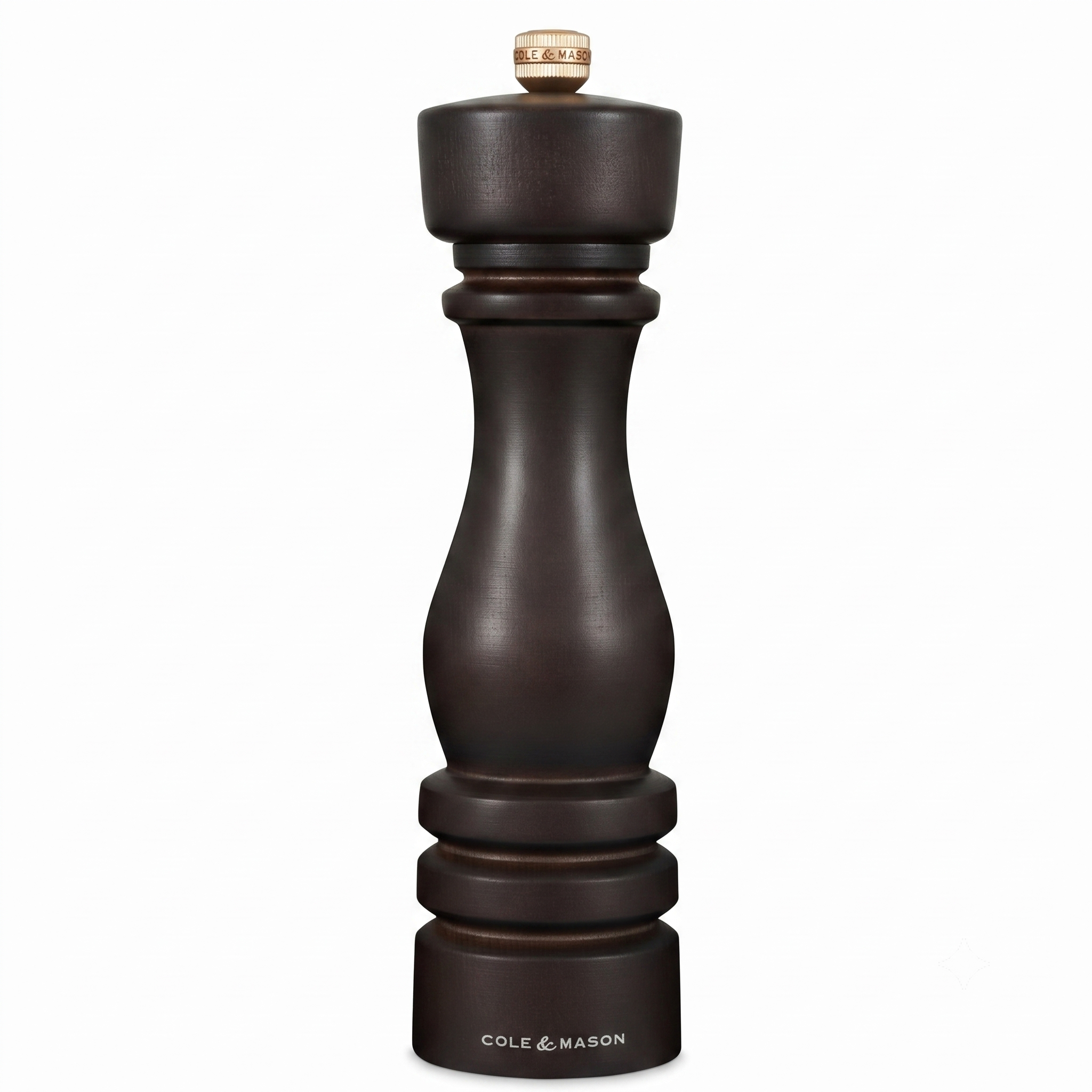 Cole & Mason London Refillable Spice Mill - Kitchen & Home Accessory - Table Black Pepper Grinder - Pepper Mill with Carbon Steel Mechanism - 8", Chocolate Wood