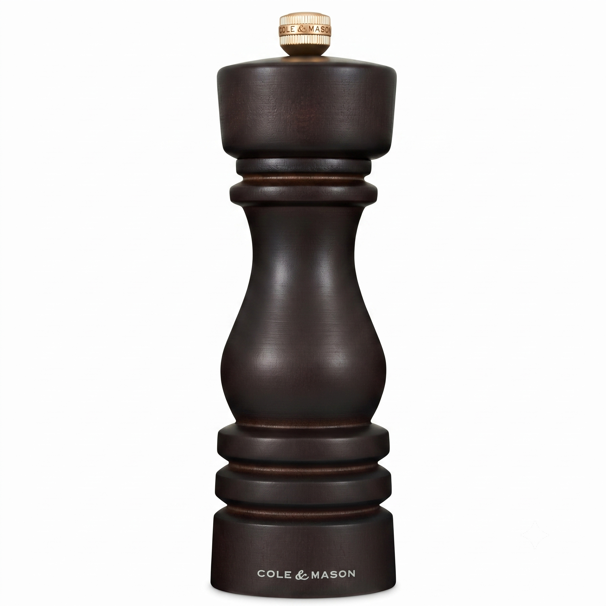Cole & Mason London Refillable Spice Mill - Kitchen & Home Accessory - Table Black Pepper Grinder - Pepper Mill with Carbon Steel Mechanism - 7", Chocolate Wood
