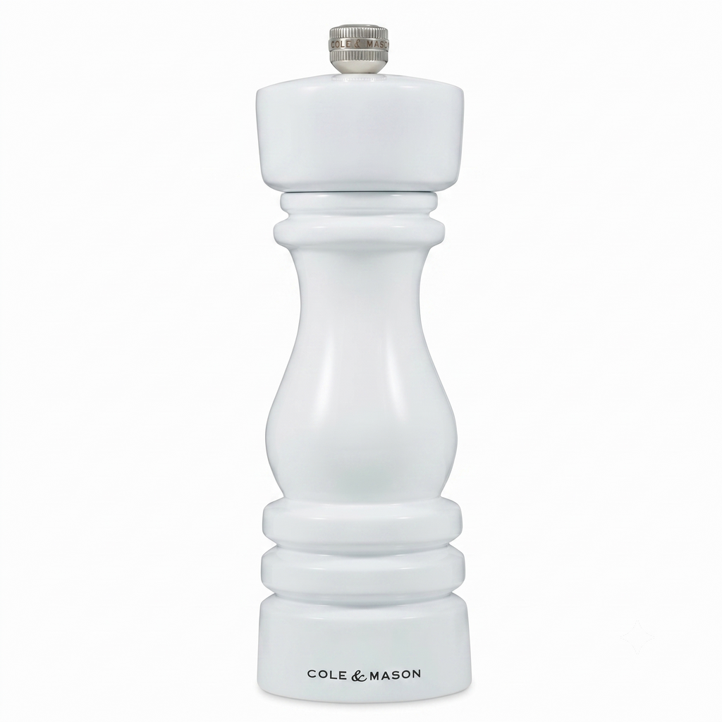 Cole & Mason London Refillable Spice Mill - Kitchen & Home Accessory - Table Salt Grinder - Salt Mill with Ceramic Mechanism - 7", White Gloss