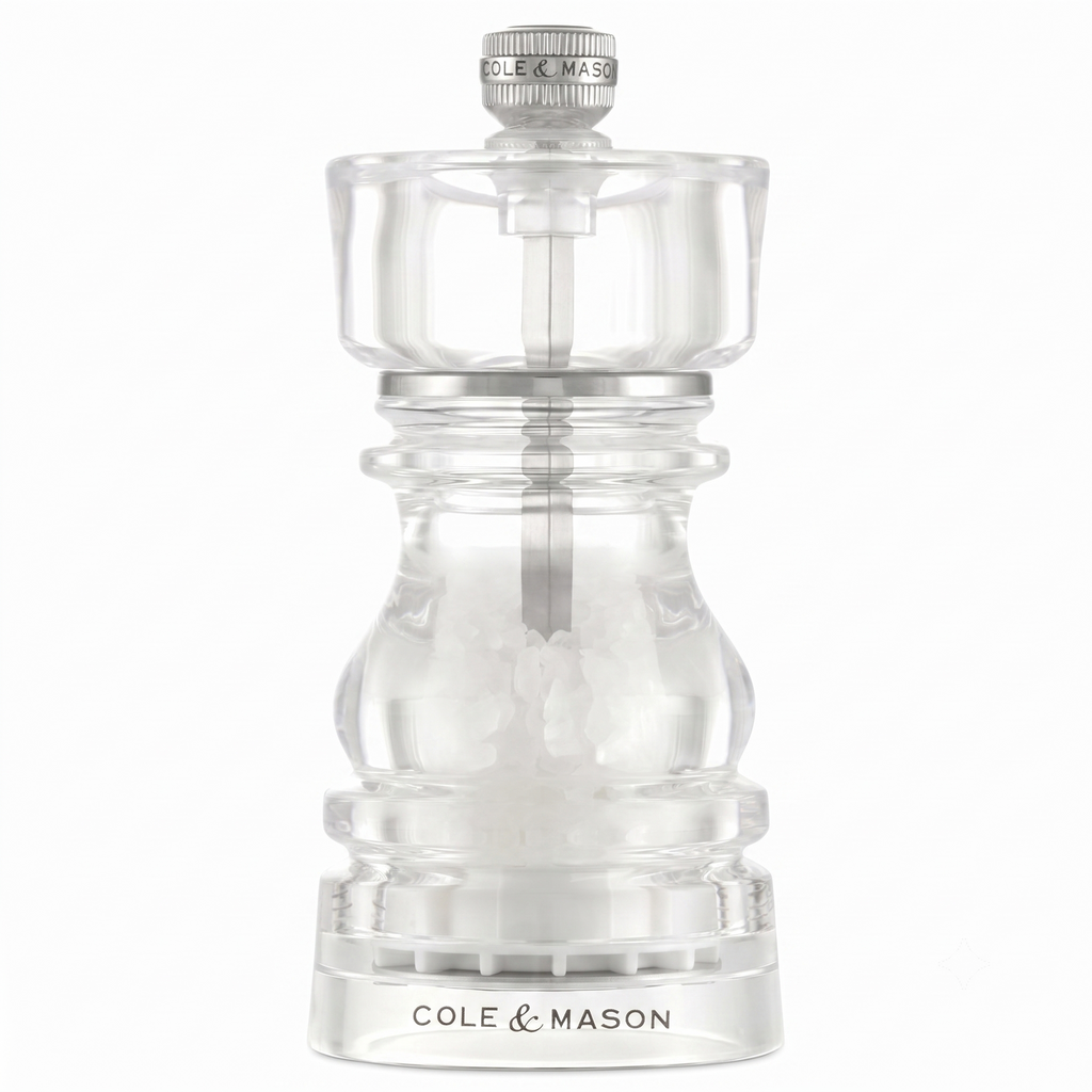 Cole & Mason London Refillable Spice Mill - Kitchen & Home Accessory - Table Salt Grinder - Salt Mill with Ceramic Mechanism - 5", Acrylic