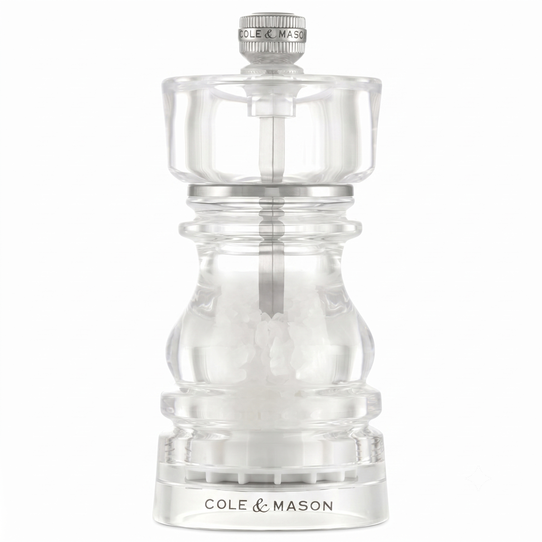 Cole & Mason London Refillable Spice Mill - Kitchen & Home Accessory - Table Salt Grinder - Salt Mill with Ceramic Mechanism - 5", Acrylic