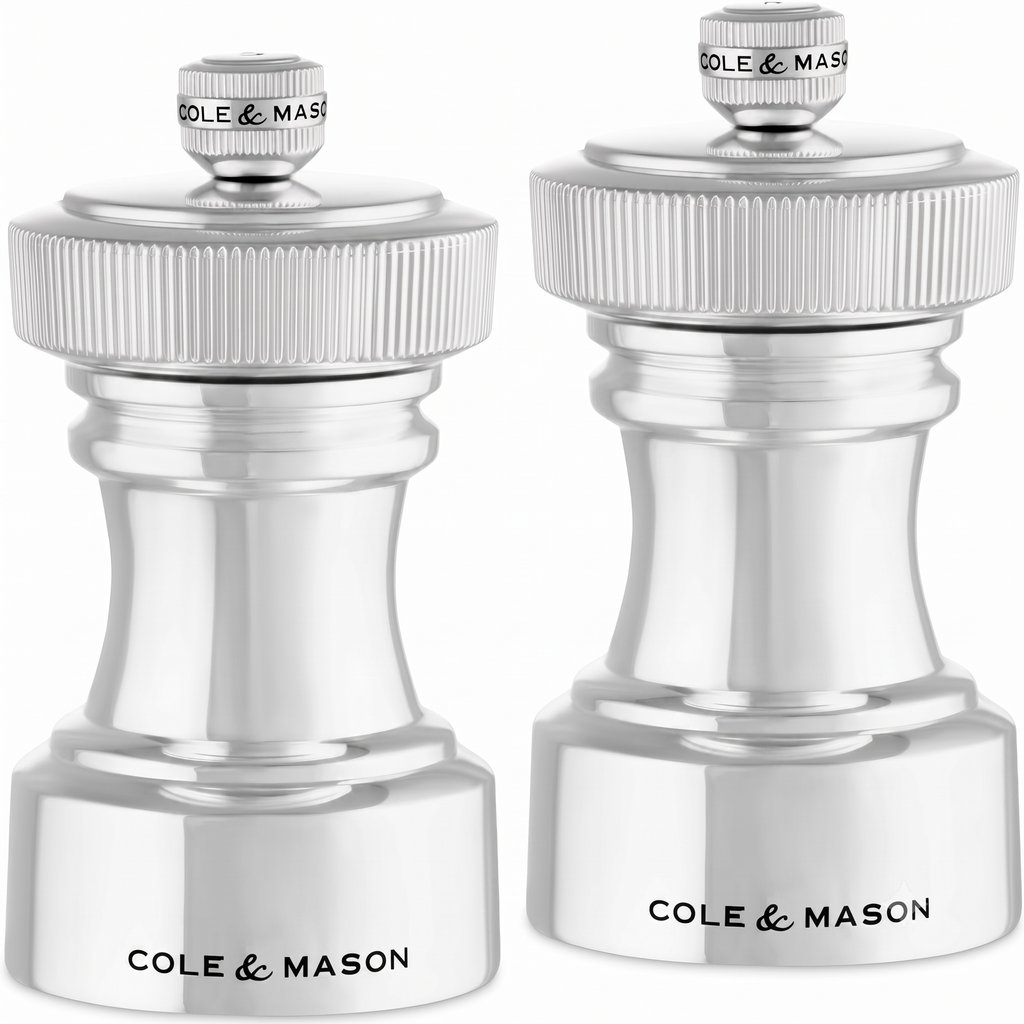 Cole & Mason Hoxton Mill - Table Salt Grinder & Pepper Grinder with Precision+ Grinder - Kitchen & Home Accessory - Silver Plated