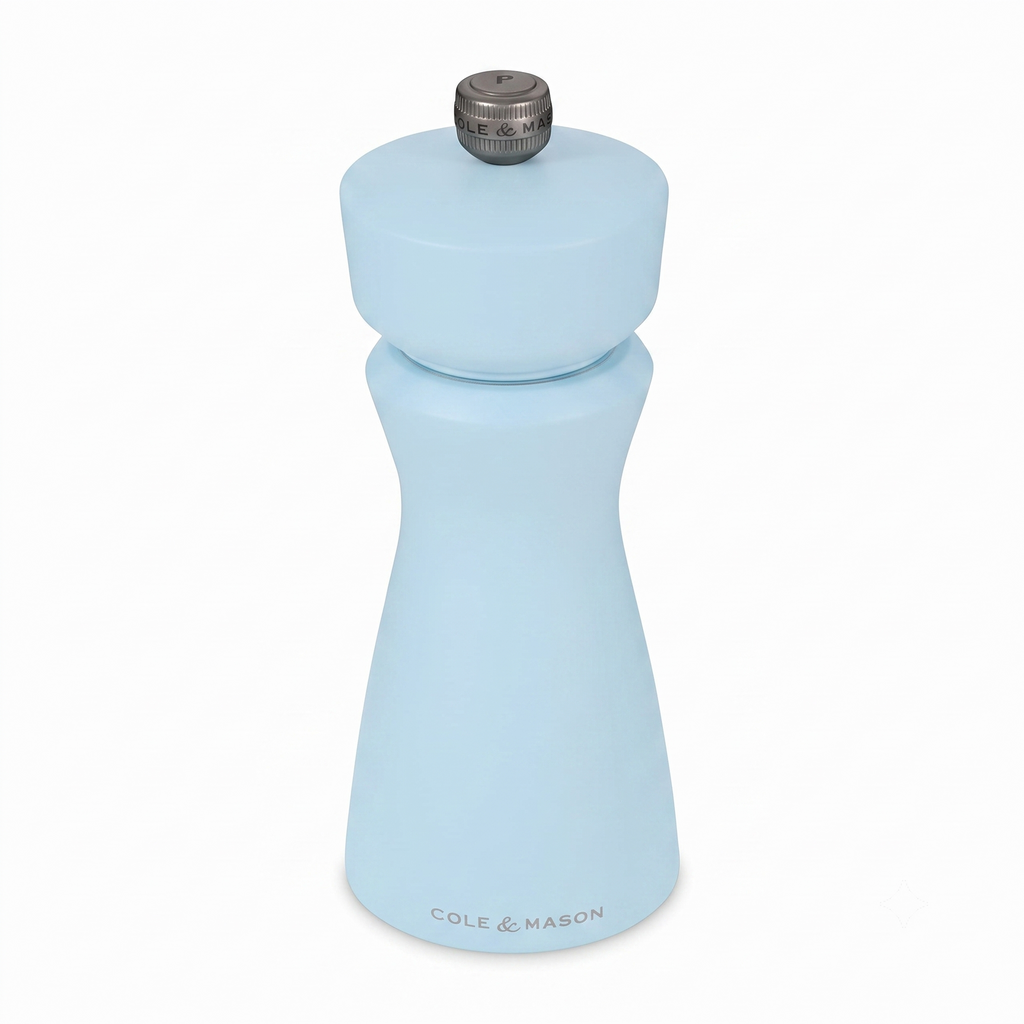 Cole & Mason Kenton Salt and Pepper Mill - Manual Refillable Grinder with Adjustable Ceramic Mechanism - Dining Accessory for Seasoning - Kitchen Tool for Everyday Use - 6 Inch, Blue Salt