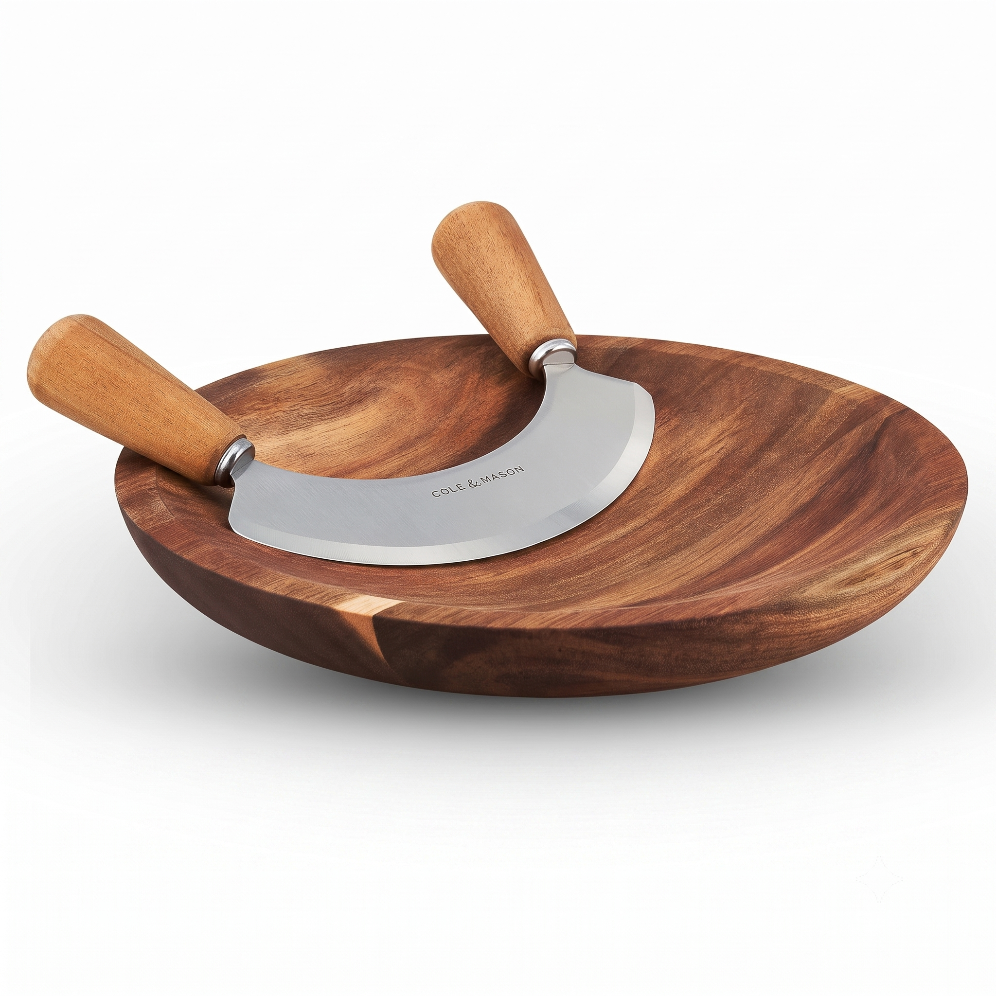 Cole & Mason Acacia Wood Board for Kitchen Essentials - Easy-to-Clean - Sturdy & Well-Crafted - Ashden Herb Mezzaluna with Acacia Chopping Board