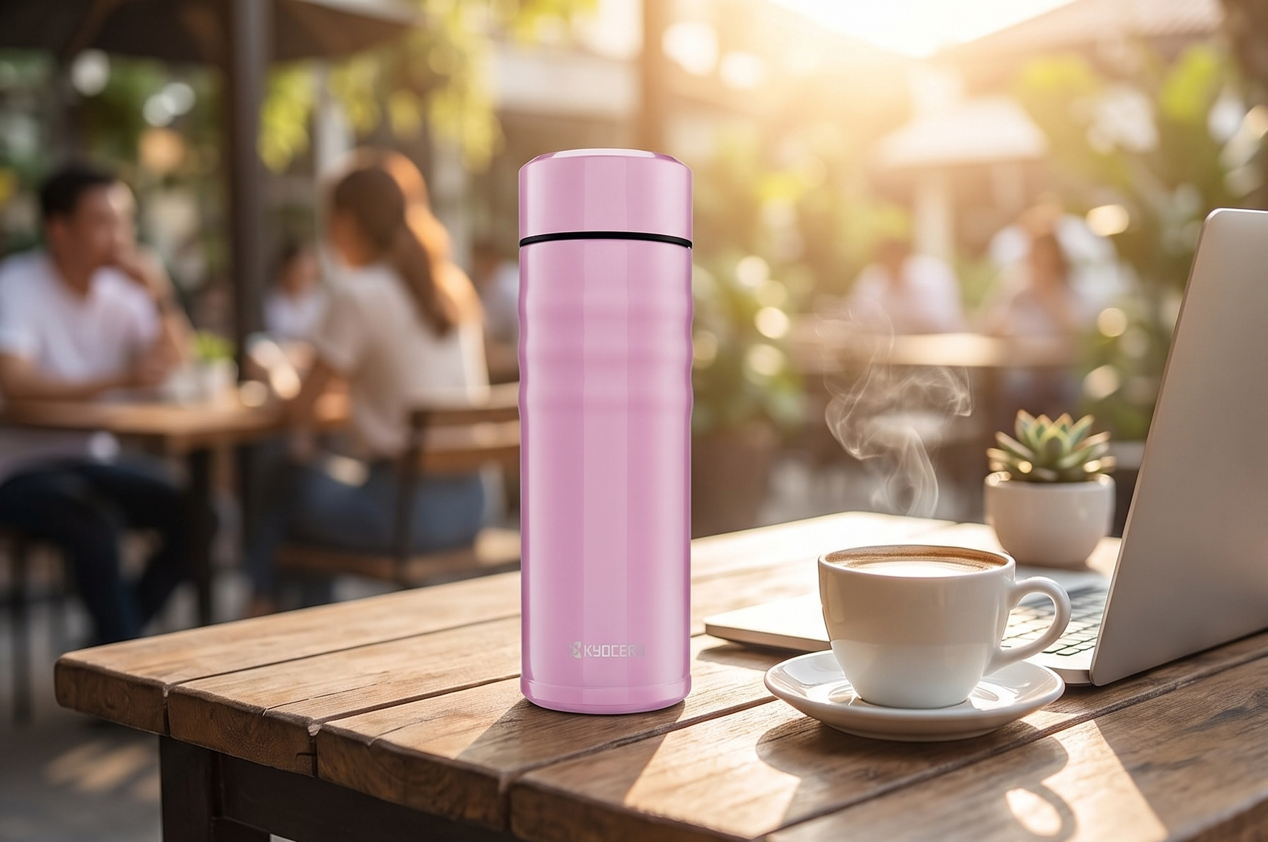 Kyocera Travel Mug with Twist Top, 17oz, Cotton Candy Pink