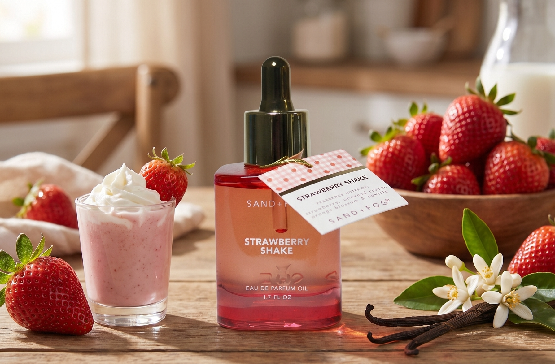 Sand + Fog Strawberry Shake Eau de Parfum Oil, 1.7 FL OZ, Dropper Bottle