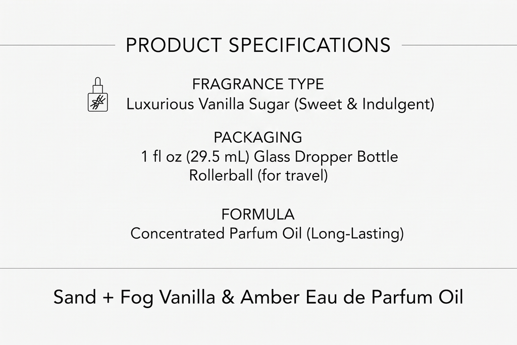 Sand + Fog Vanilla & Amber Eau de Parfum Oil, 1.7oz 50ml, Dropper Bottle