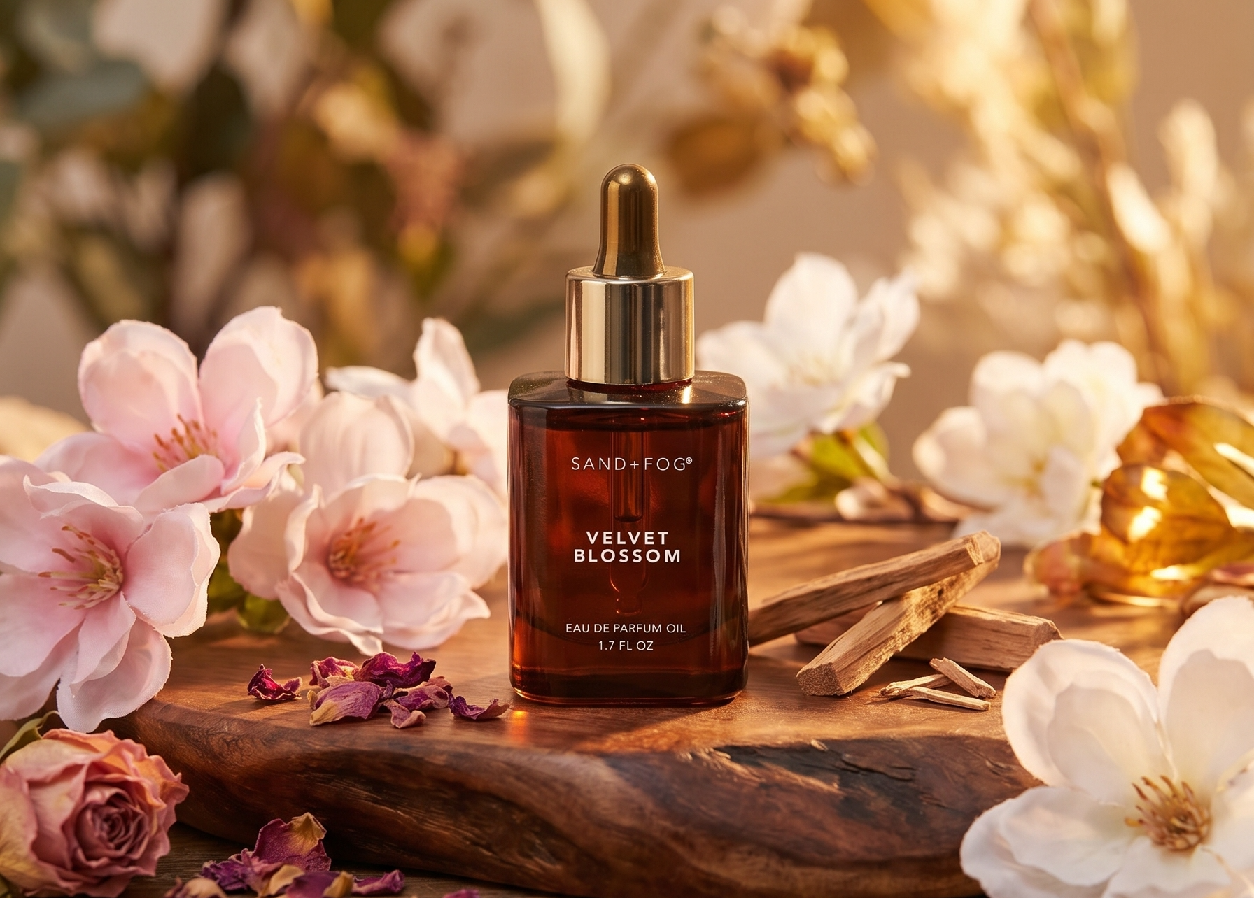Sand + Fog Velvet Blossom Eau De Parfum Oil, 1.7 FL OZ, Dropper Bottle