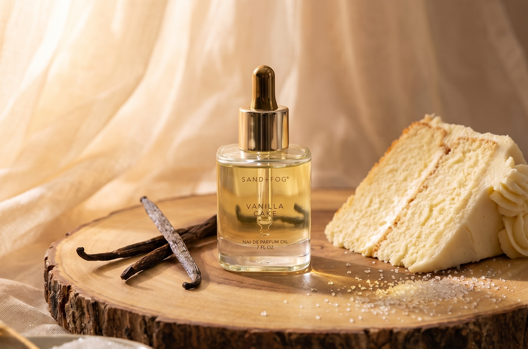 Sand and Fog Vanilla Cake Parfum Oil, 1.7 fl oz, Glass Dropper Bottle