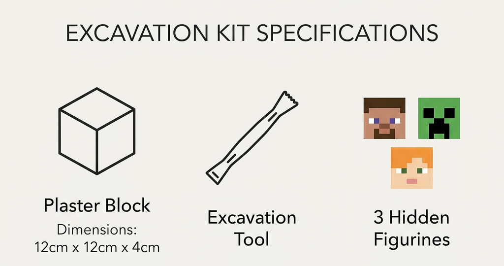 Paladone Minecraft Official Licensed Excavation Kit for Kids, Gamer Decor and Gift for Boys and Girls, 3 Iconic Gaming Characters Included, Interactive Dig Toy