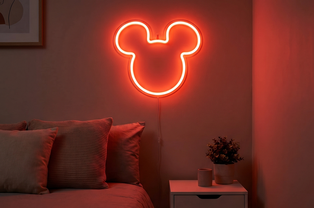 Paladone Disney Mickey Mouse Ears LED Neon Wall Light, Officially Licensed Lamp with Power Cord for Home, Bedroom, Living Space Décor, Pop Culture Gift
