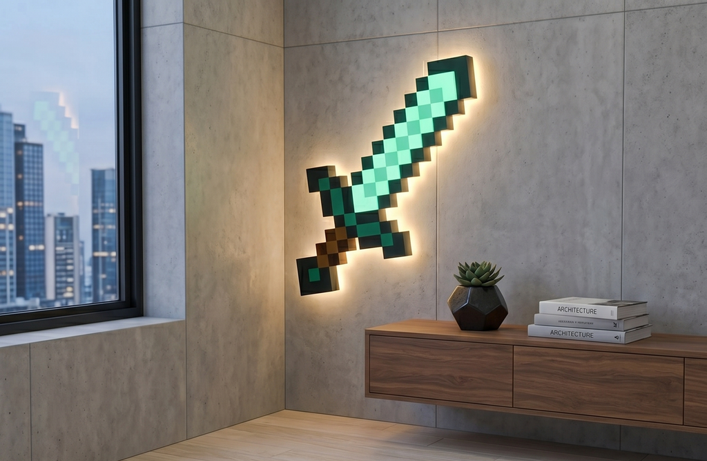 Paladone Minecraft Diamond Sword Light - 3 Dynamic Light Modes - Officially Licensed Minecraft Room Decor & Collectible