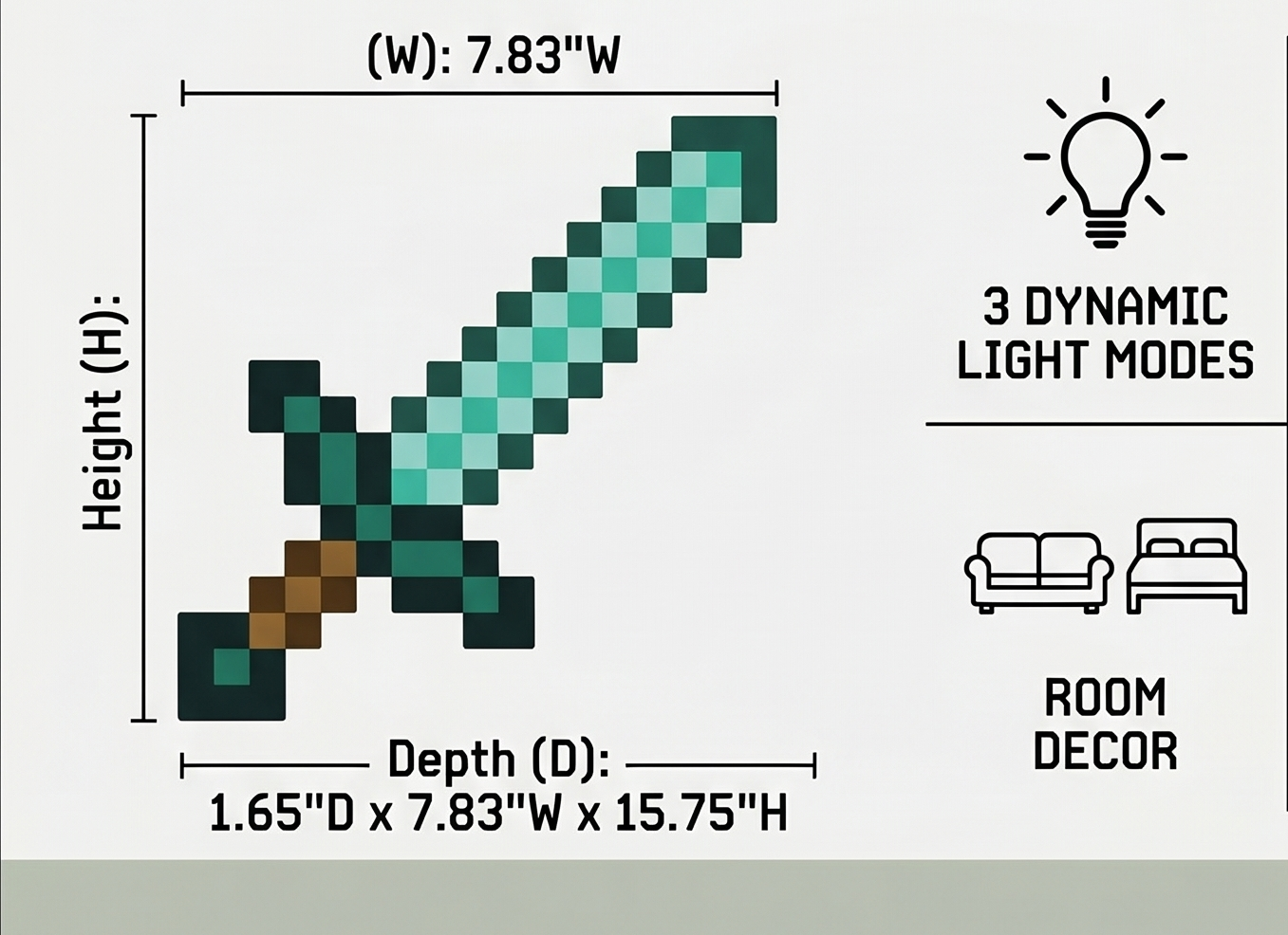 Paladone Minecraft Diamond Sword Light - 3 Dynamic Light Modes - Officially Licensed Minecraft Room Decor & Collectible