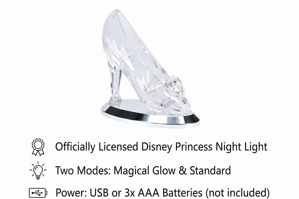 Paladone Cinderella Glass Slipper Light Officially Licensed Disney Princess Night Light, Magical Glow Mode and Standard Lighting, Collectors Gift