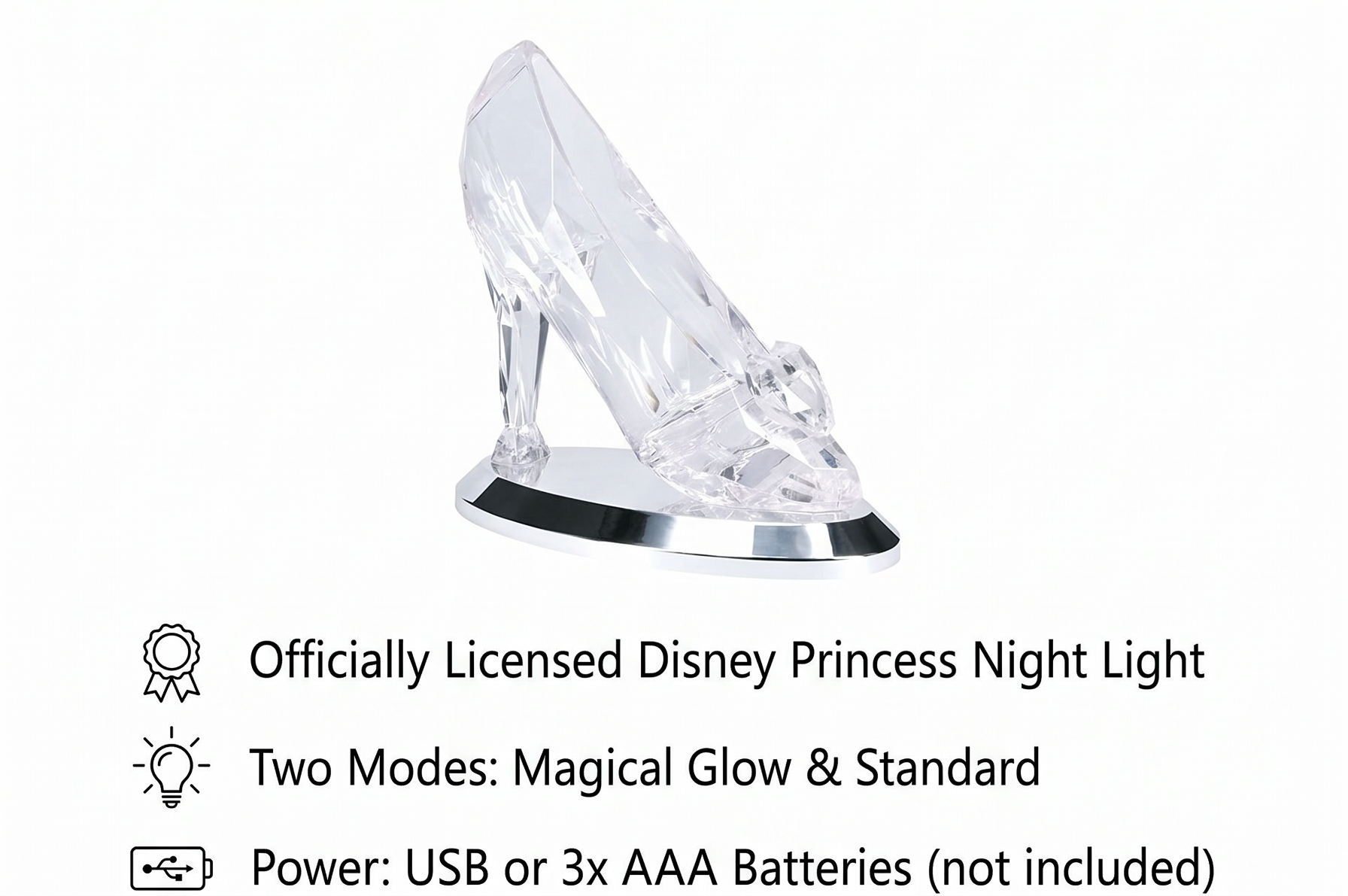 Paladone Cinderella Glass Slipper Light Officially Licensed Disney Princess Night Light, Magical Glow Mode and Standard Lighting, Collectors Gift