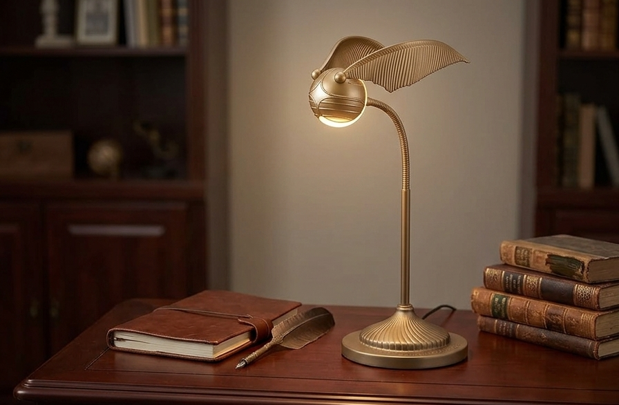 Paladone Golden Snitch Posable Desk Lamp - Officially Licensed Harry Potter Light for Bedside Table Reading, Flexible Neck, Gift for Home Office Decor
