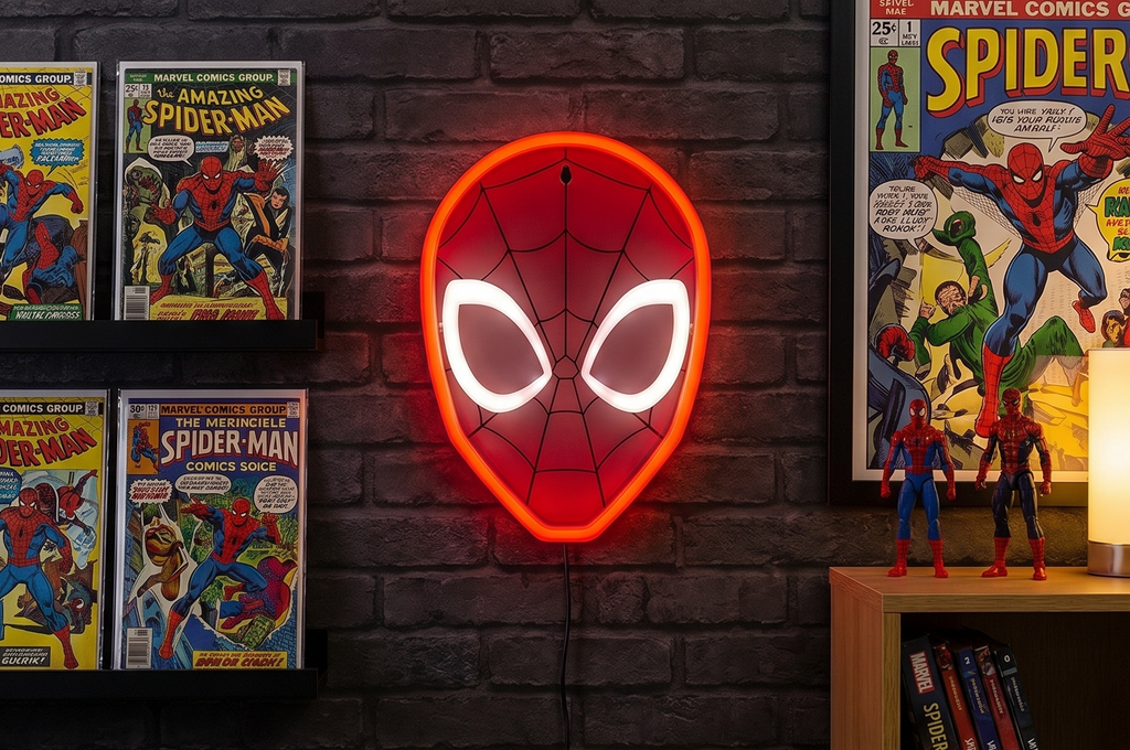 Spiderman Wall Mountable LED Neon Light Officially Licensed Marvel Accent Light for Boys and Girls Bedroom or Man Cave, Superhero Comic Collectible Gift - Paladone