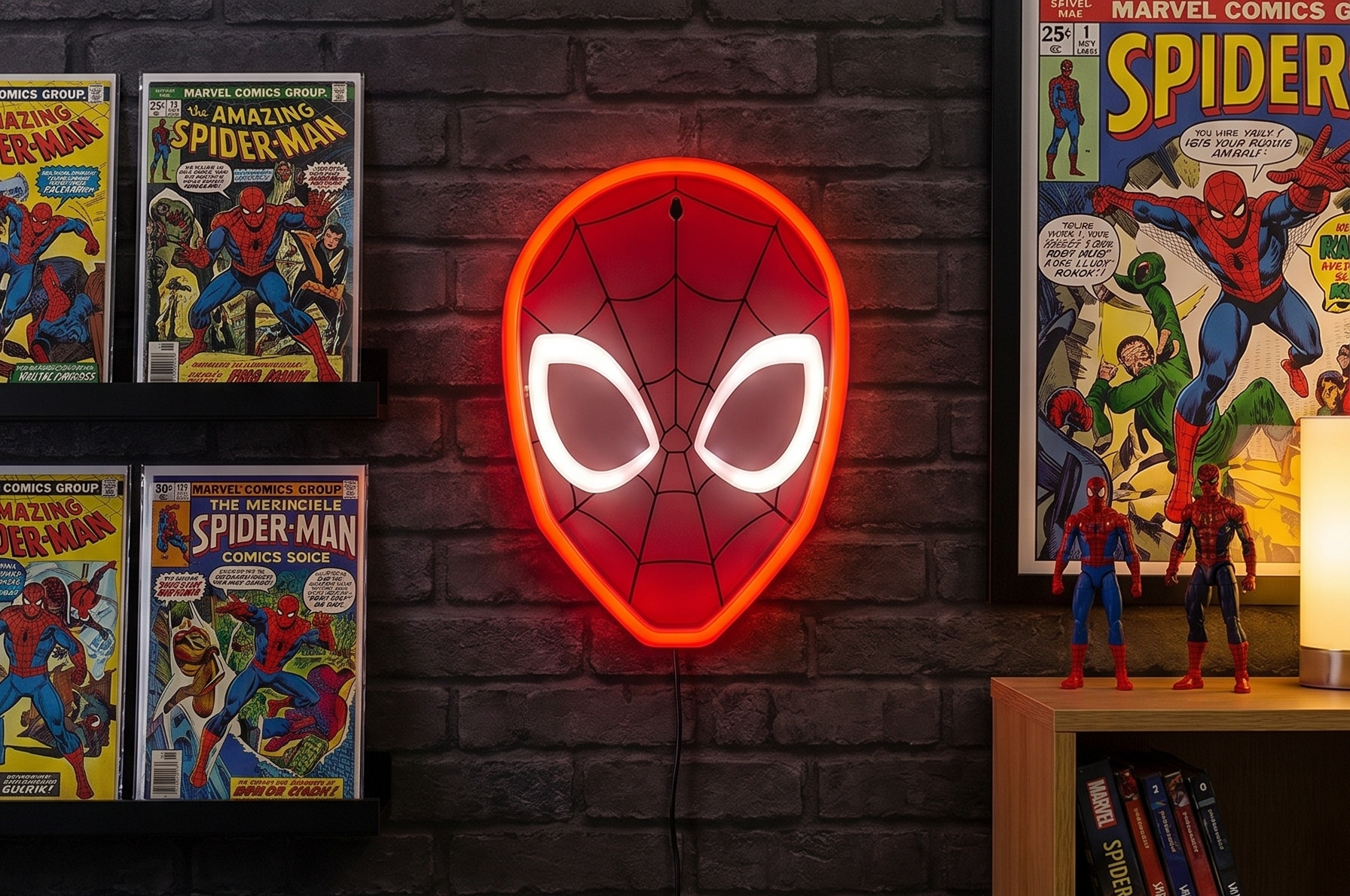 Spiderman Wall Mountable LED Neon Light Officially Licensed Marvel Accent Light for Boys and Girls Bedroom or Man Cave, Superhero Comic Collectible Gift - Paladone