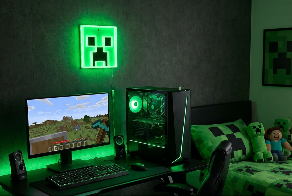 Creeper Iconic LED Wall-Mountable Light Officially Licensed Minecraft Room Decor for Boys and Girls, Gamer Night Light in Vibrant Green - Paladone