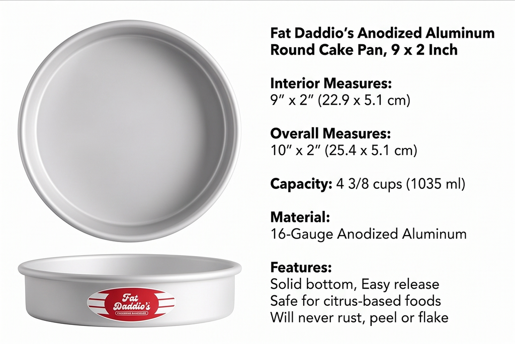 Fat Daddio's Anodized Aluminum Round Cake Pan, 9 x 2 Inch