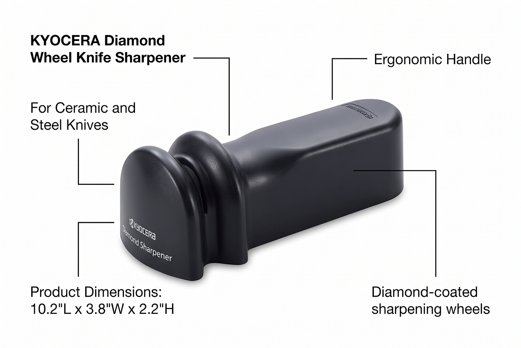 Kyocera Advanced Ceramics Diamond Wheel Knife Sharpener for Ceramic and Steel Knives