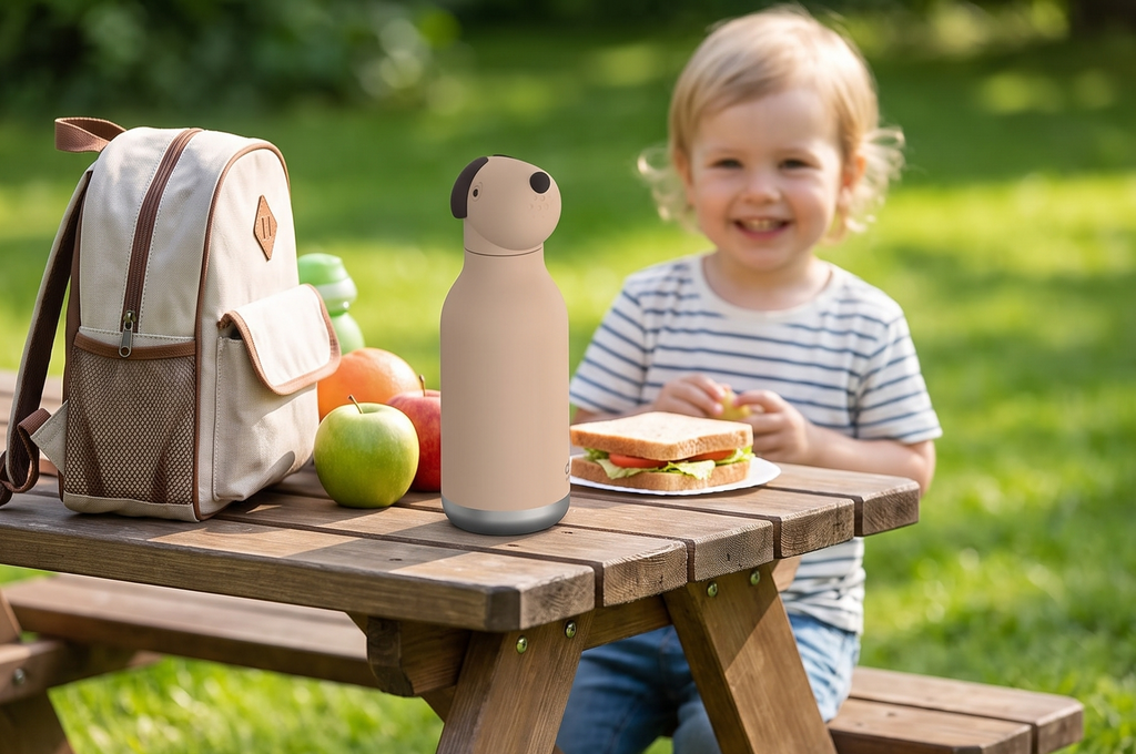 asobu Bestie Water Bottle Cute Collectible Character Leak Proof BPA Free, BEIGE DOG