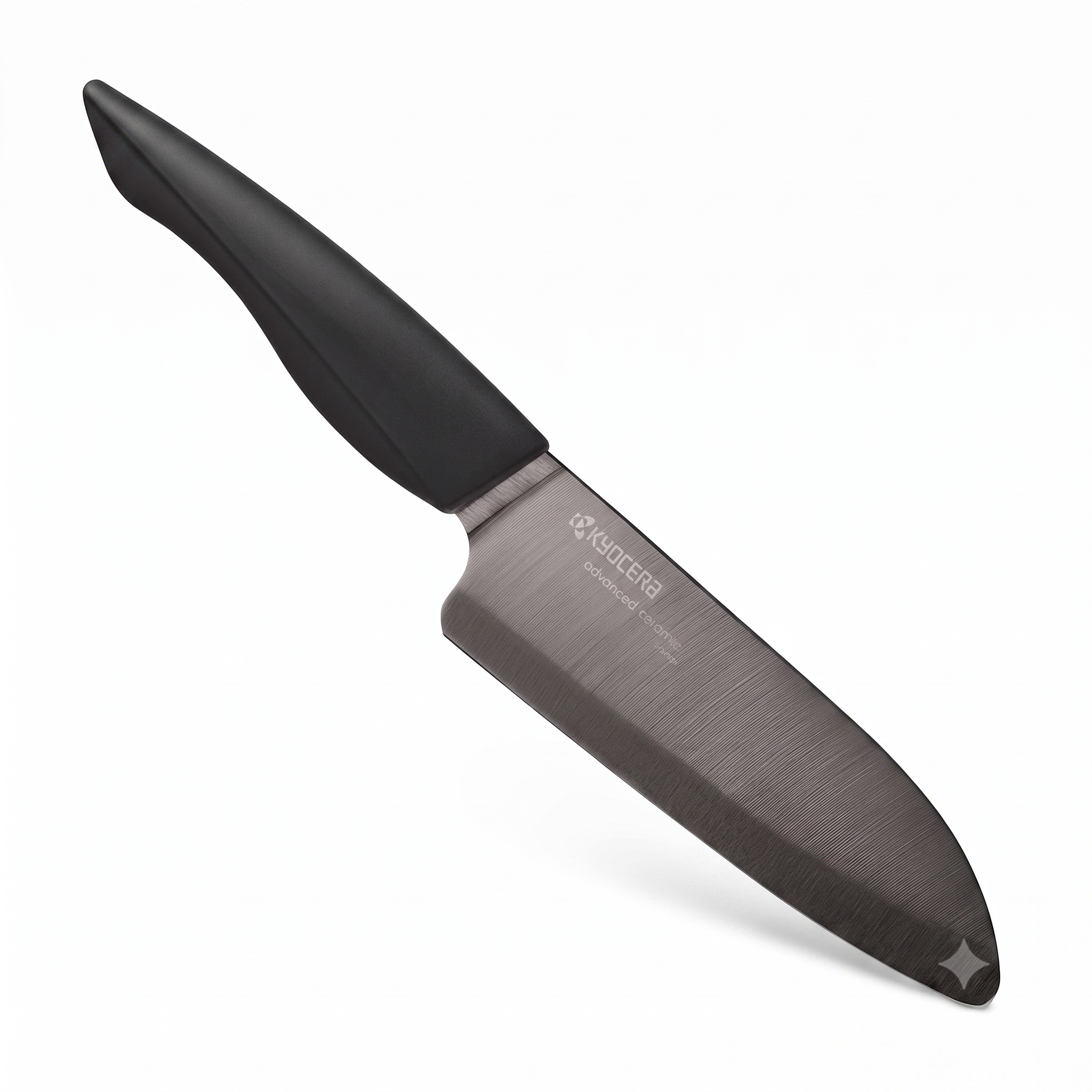 Kyocera Innovation Series Ceramic 5.5" Santoku Knife, with Soft Touch Ergonomic Handle-Black Blade, Black Handle